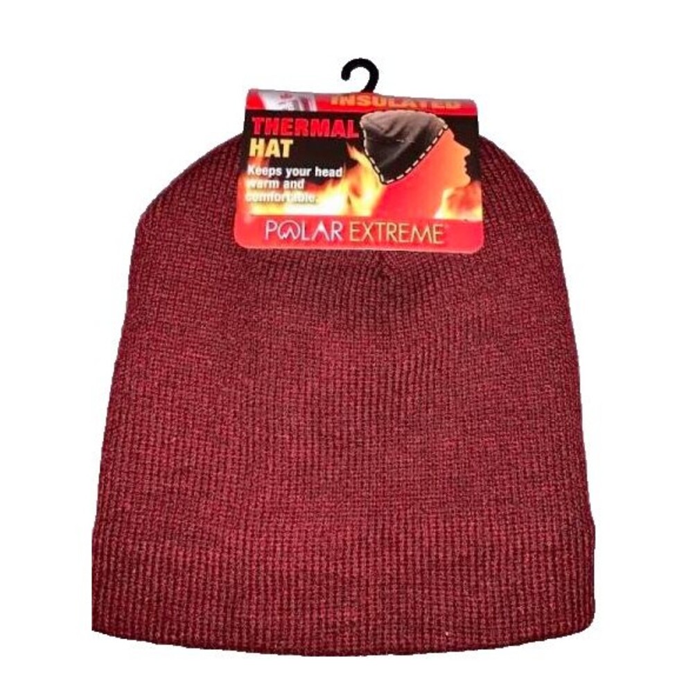 Polar Extreme Thermal Beanie Warm Knit Hat Insulated Fleece Lined Cap Red NWT